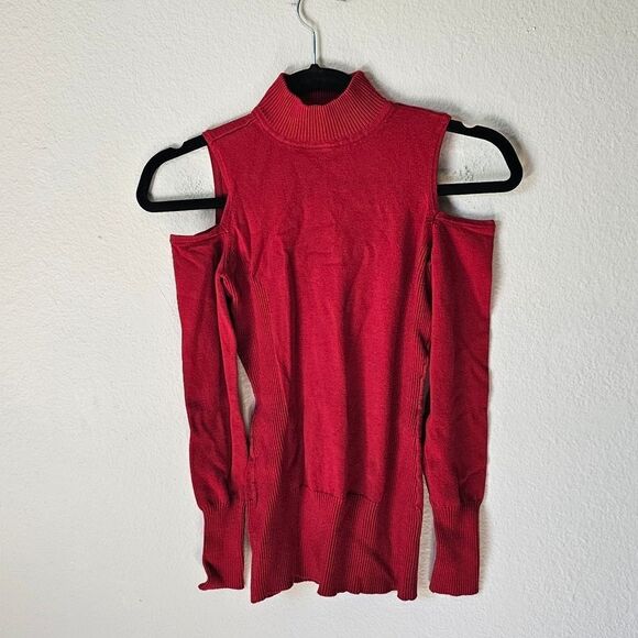 Vintage Cache Red Long Sleeve Cold Shoulder Top Size XS - Picture 1 of 4